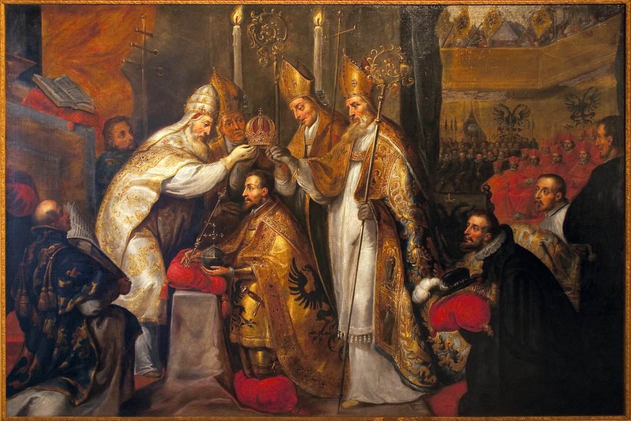 Kröning av kejsar Karl V i Bologna av påven Clemens VII av Gaspar De Crayer