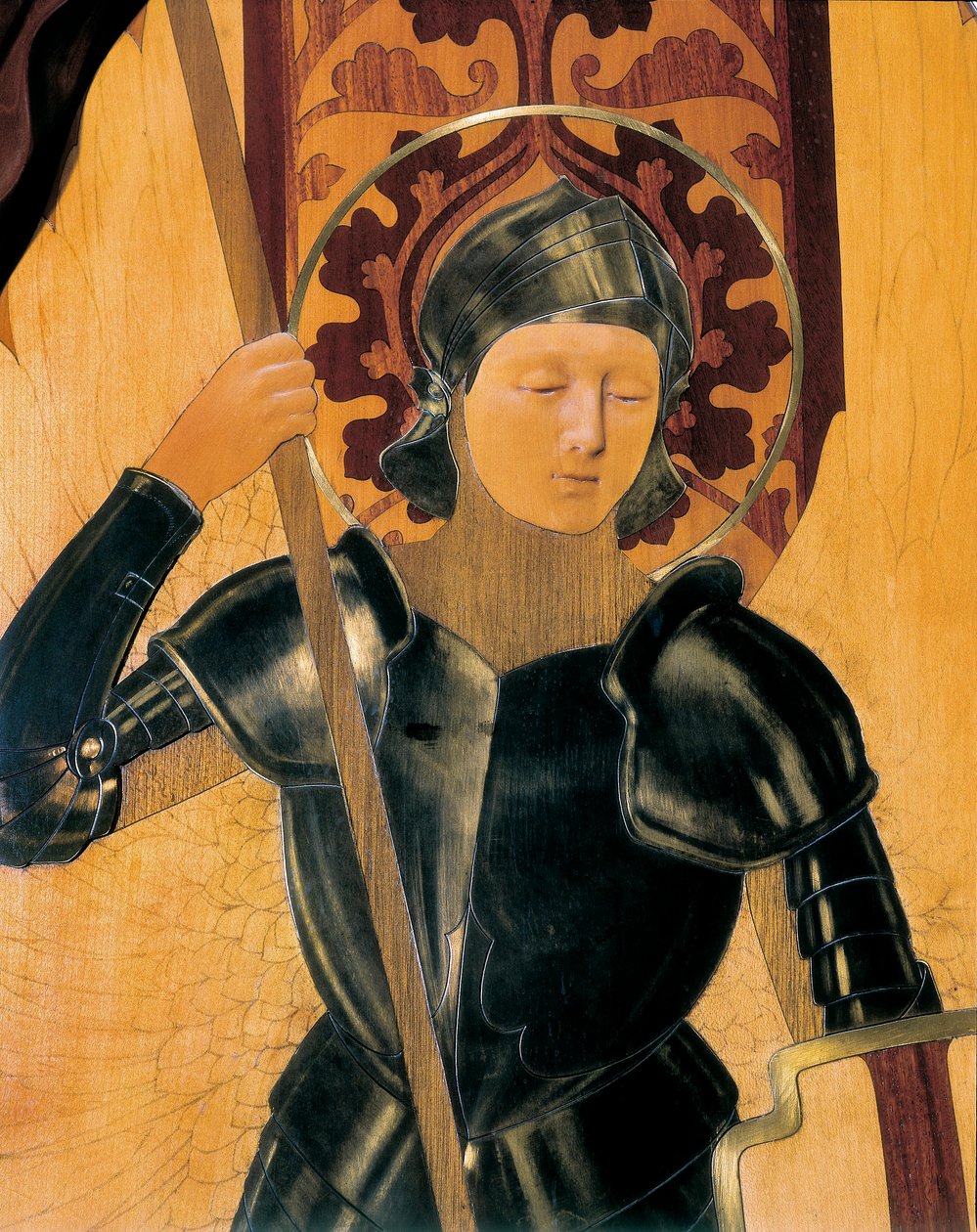 Saint George, detalj av en sänggavel tillverkad av Gaspar Homar i Mesquida (1870-1955) av Gaspar Homar i Mesquida