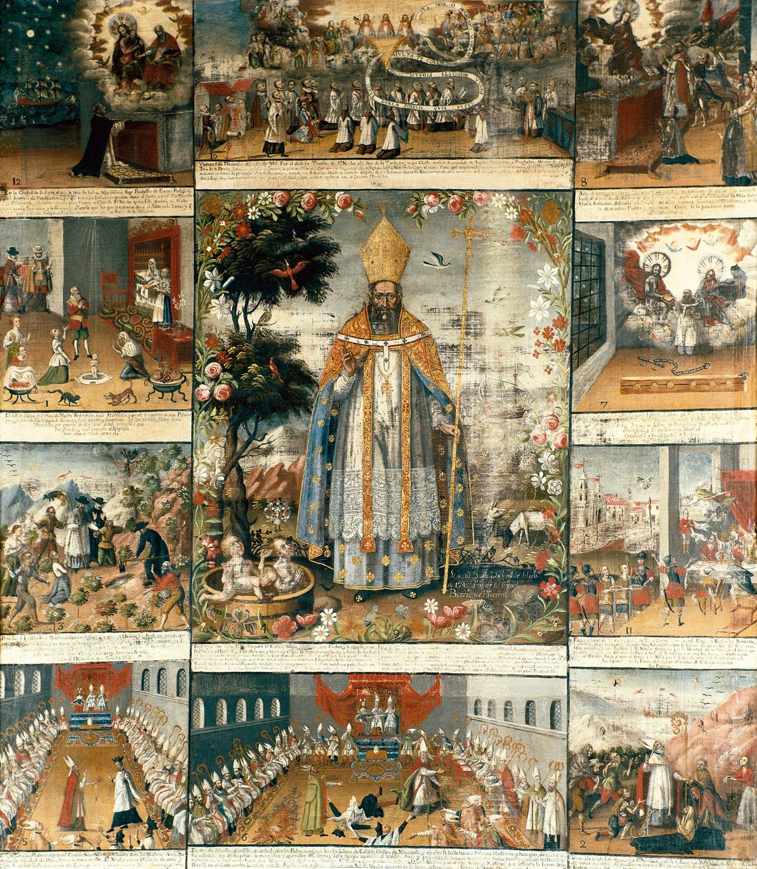Altartavla över Sankt Nikolaus av Myra eller Bari (270-345) av Gaspar Miguel de Berrio