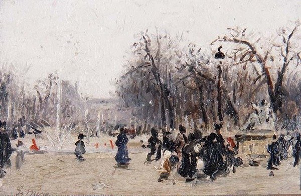 I Tuilerierna (bräda) av Gaspar Miro Lleo