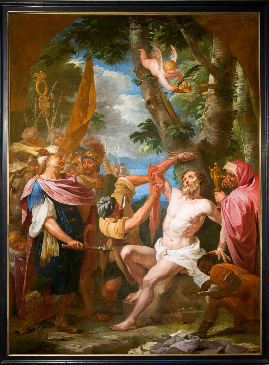 Sockenkyrka (Sint-Bartholomeuskerk). Interiör. Målning. Martyr av Saint Bartholomew. Gaspar De Craeyer eller J Van der Heyde (?). av Gaspar De Crayer