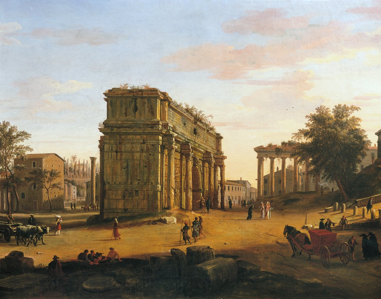 Septimius Severus båge i Rom, av Gaspar van Wittel (1652 eller 1653-1736), olja på panel, 565 x 9056 cm, Detalj av Gaspar van Wittel
