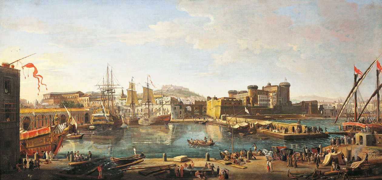 Docklands in Neapel, av Gaspar van Wittel (1652 eller 1653-1736) av Gaspar van Wittel