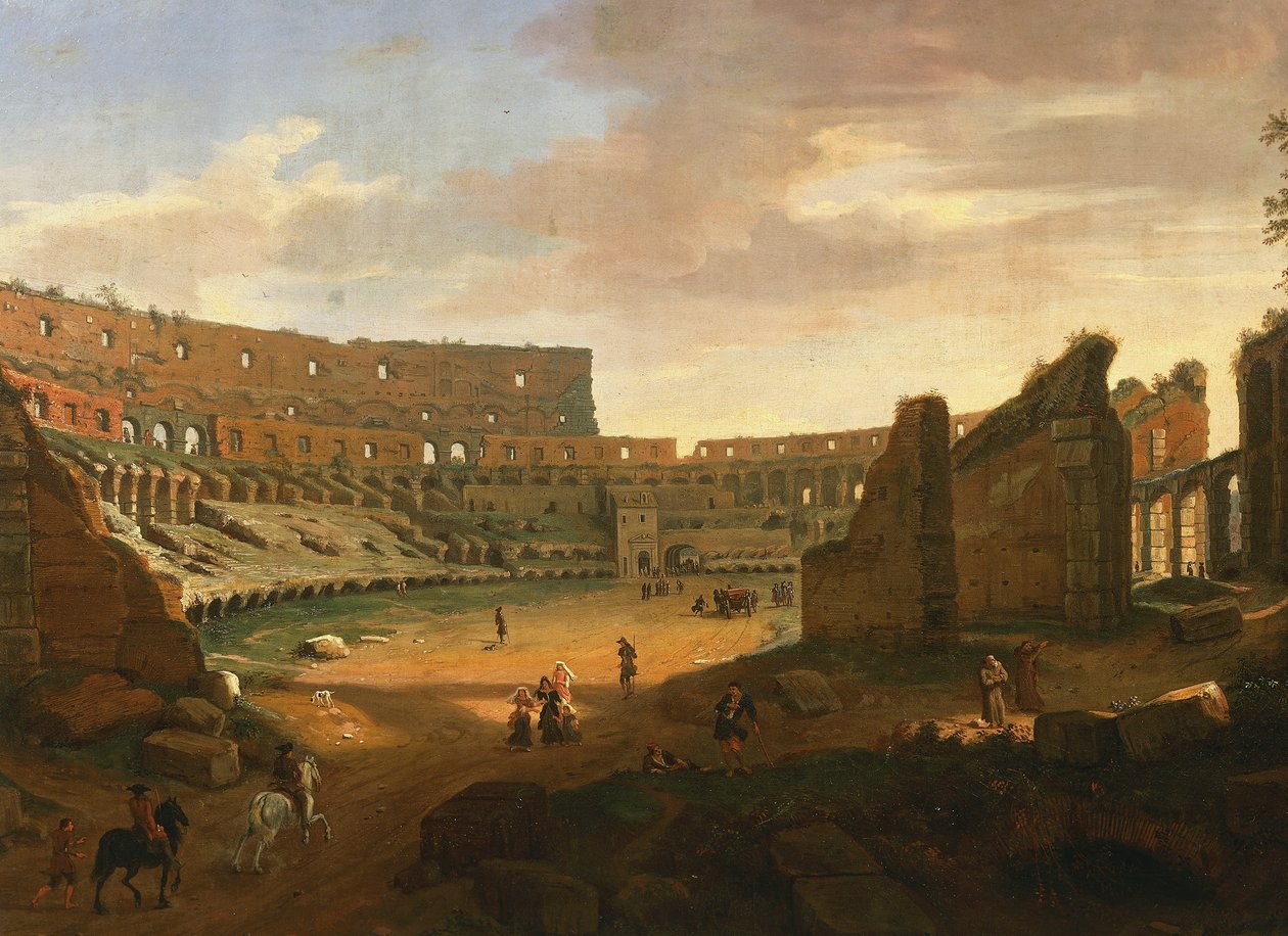 Interiör av Colosseum, av Gaspar van Wittel (1652 eller 1653-1736), olja på duk, detalj av Gaspar van Wittel