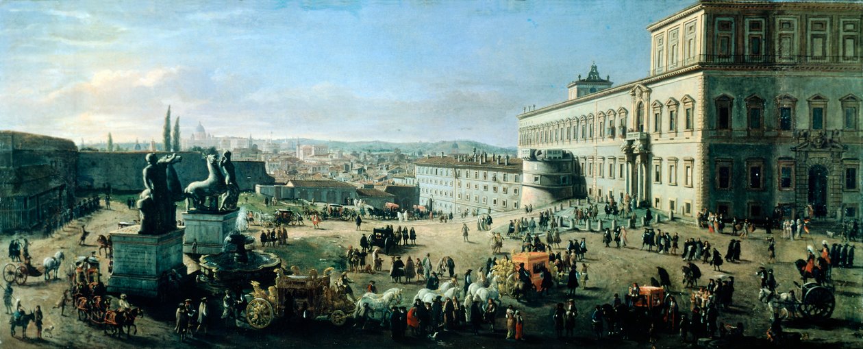 Torget och palatset Monte Cavallo (olja på duk) av Gaspar van Wittel