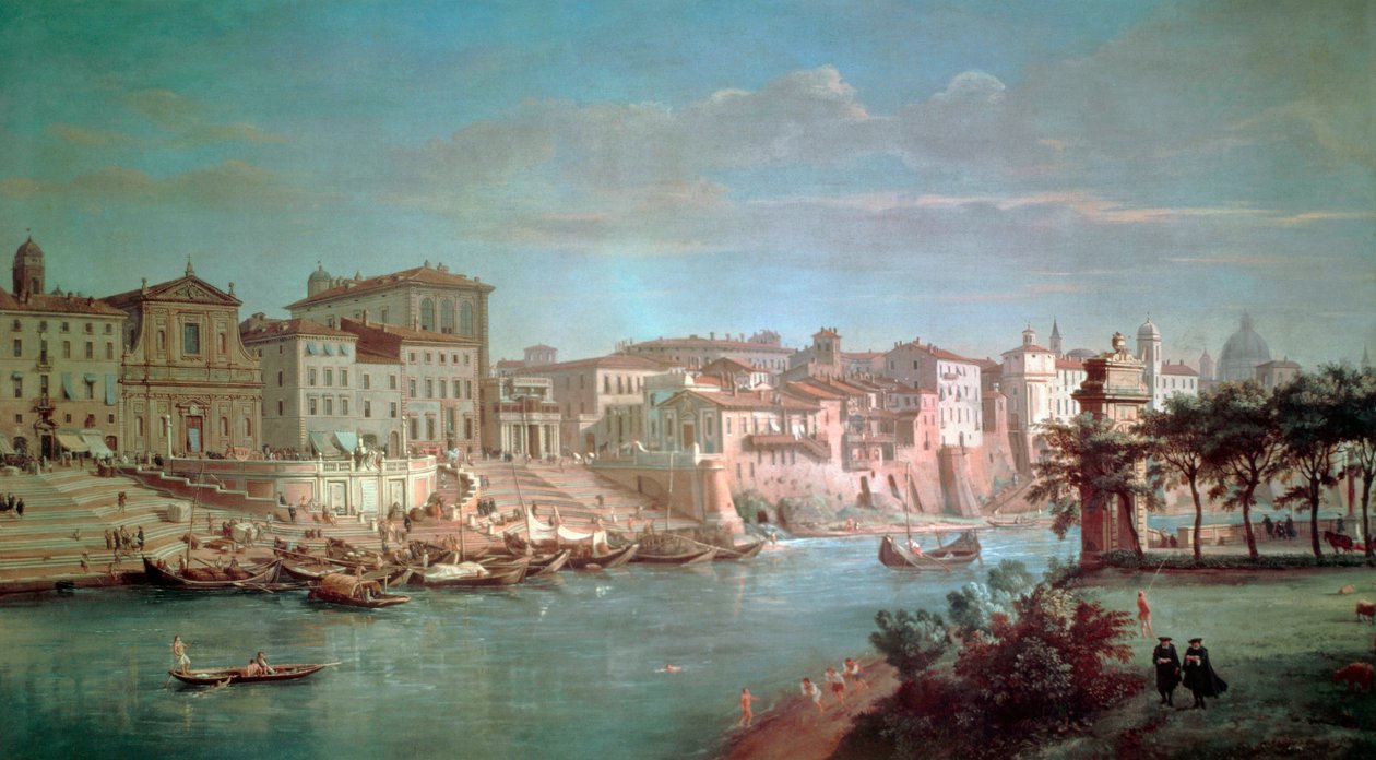 Tibern till Porto di Ripetta av Gaspar van Wittel (1652 eller 1653-1736) av Gaspar van Wittel