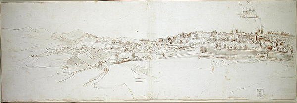 Utsikt över Urbino från Colle di San Donato (krita på papper) av Gaspar van Wittel