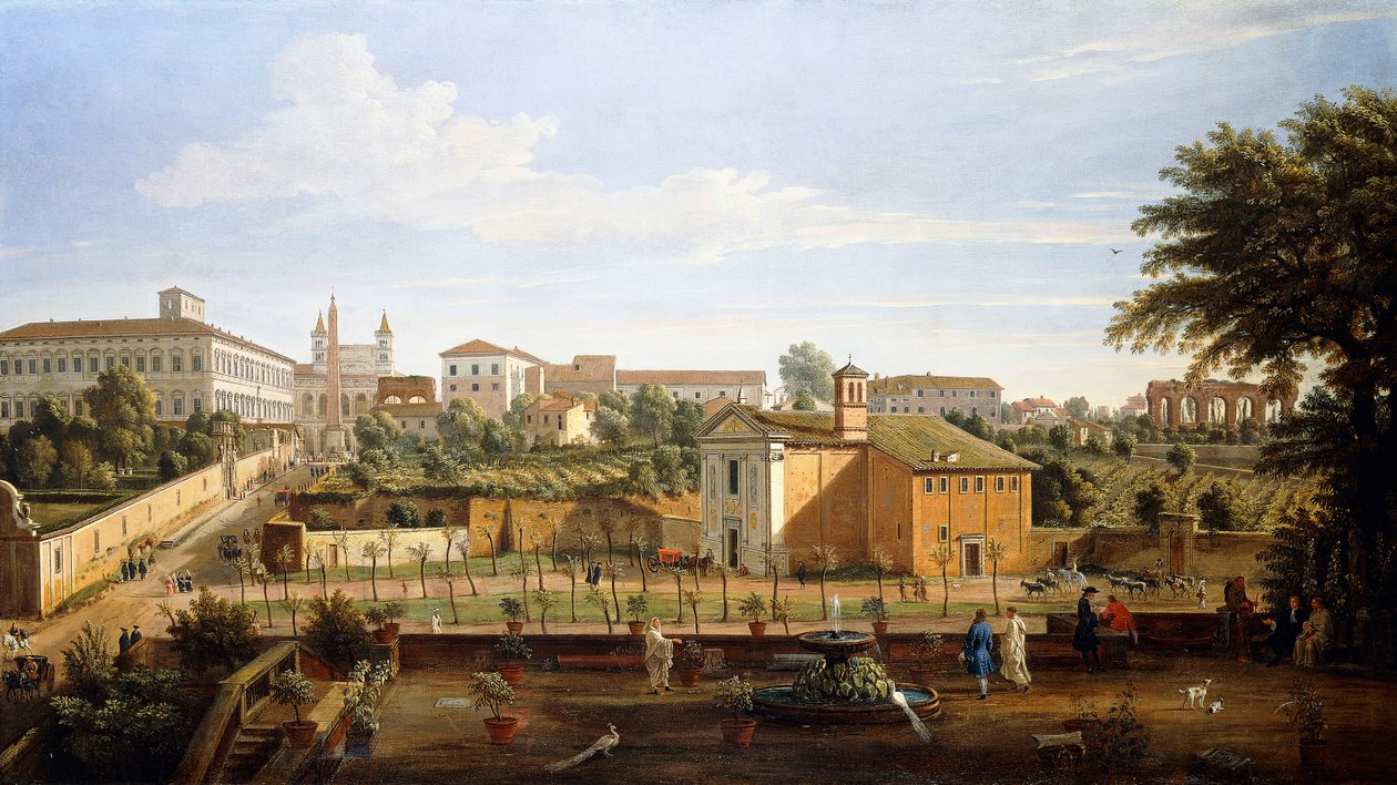 SS-kyrkan. Marcellino och Pietro, från Vigna Ciccolini, av Gaspar van Wittel