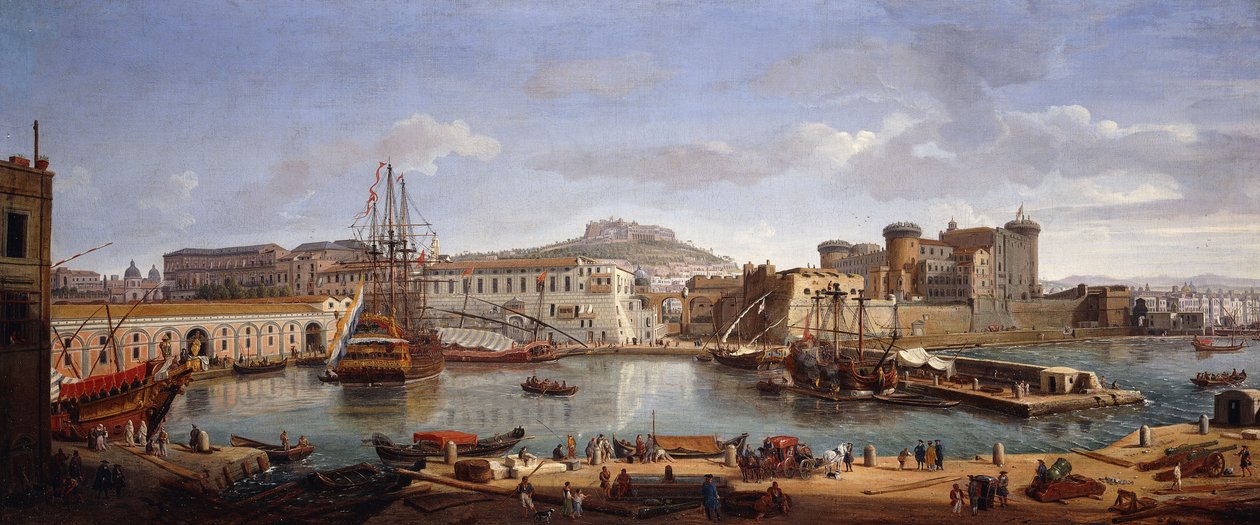 The Darsena, Neapel, ca 1702 av Gaspar van Wittel