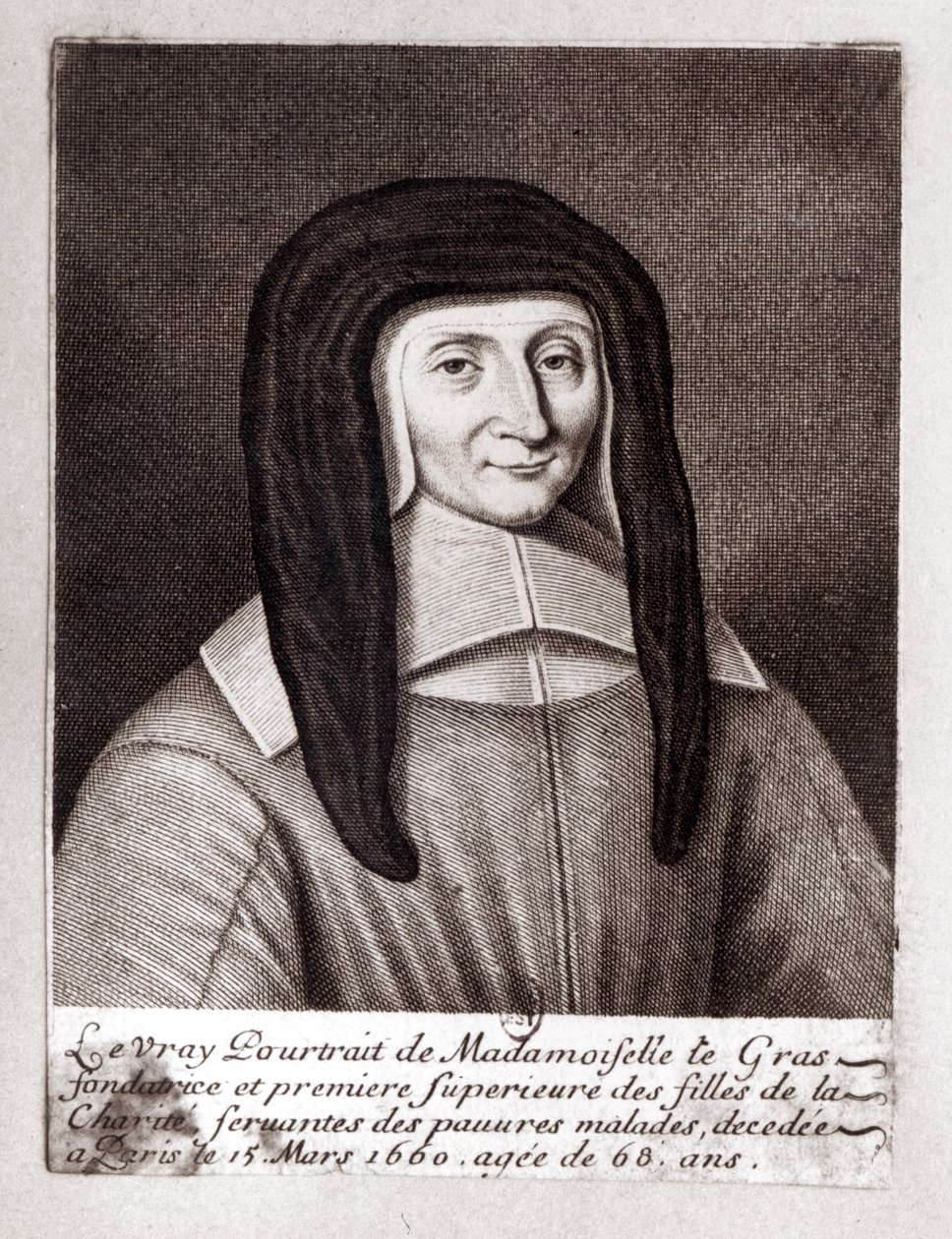 Portræt af Louise de Marillac swed av Gaspard Duchange