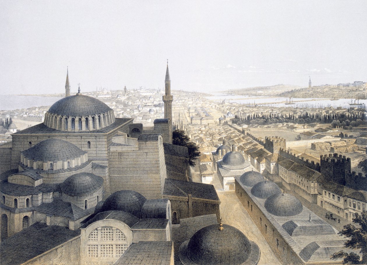 Panoramautsikt över Konstantinopel från kupolerna, 1852 av Gaspard Fossati