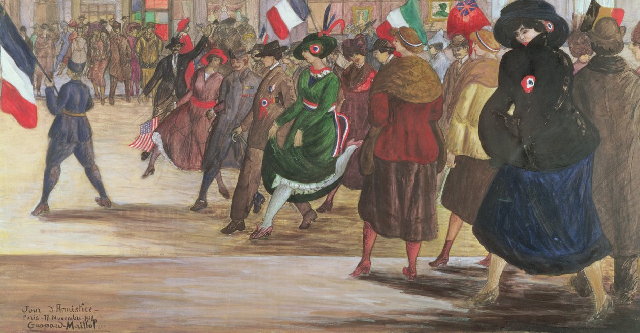 Vapenstilleståndsdag, Paris, 11 november 1918 (penna och gouache på papper) av Gaspard Maillol
