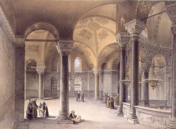 Haghia Sophia, plåt 14: Oriental Gallery, graverad av Louis Haghe (1806-85) publicerad 1852 (litho) av Gaspard (after) Fossati