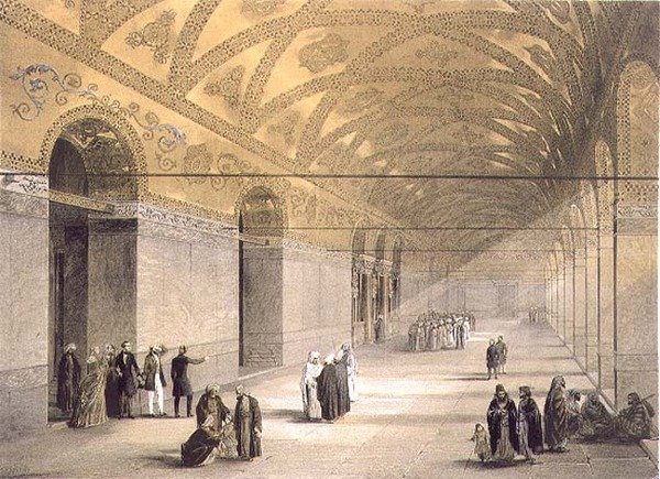 Hagia Sophia, skylt 10: ingång till övre galleriet, graverad av Louis Haghe (1806-85) publicerad 1852 (litho) av Gaspard (after) Fossati
