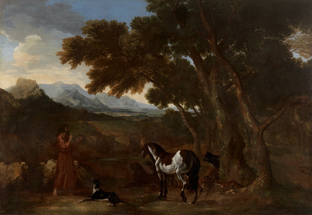 Dughet - Landskap med en eremit som predikar för djur, 1637 - 1638 av Gaspard Dughet