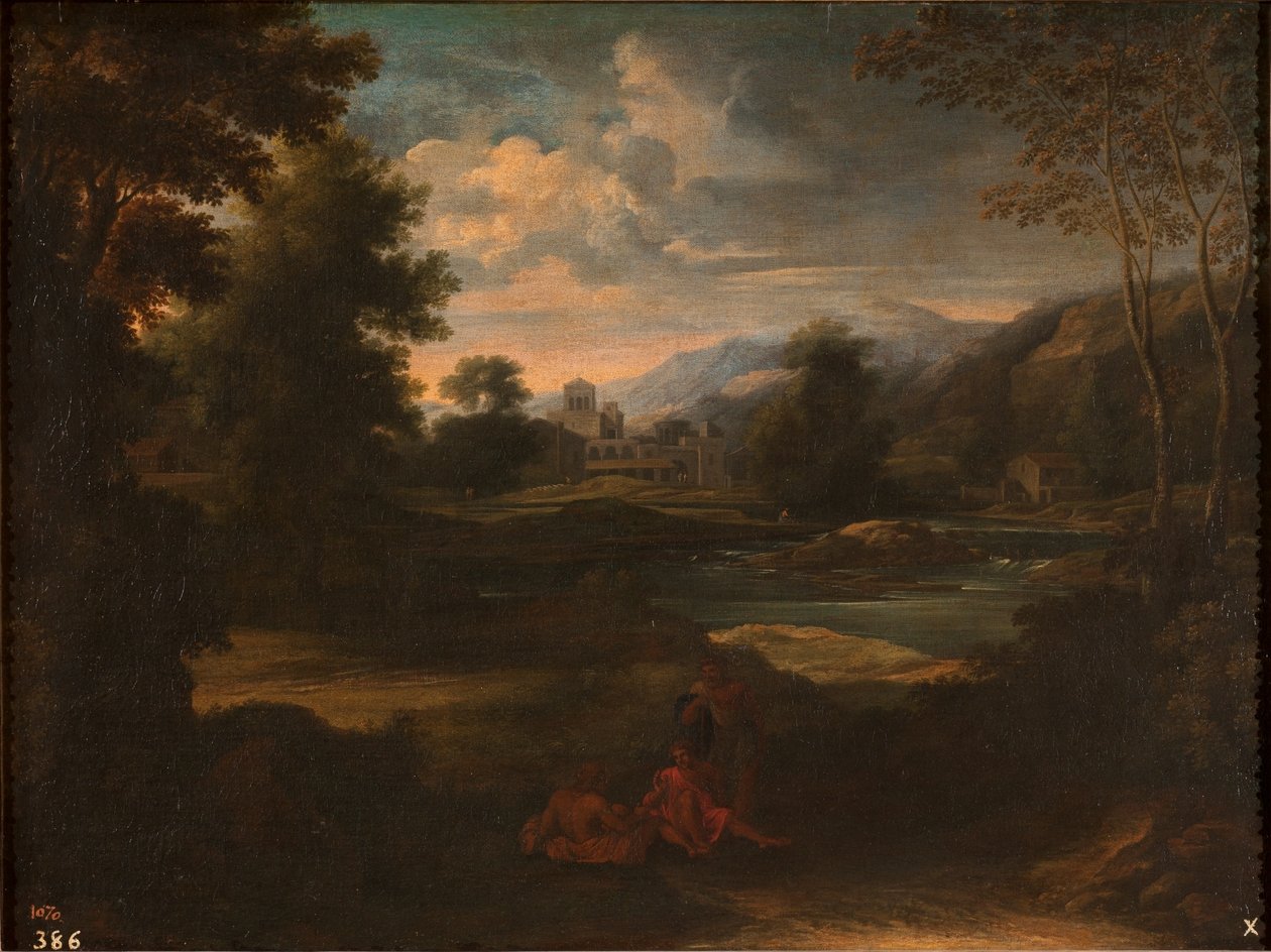 Dughet - Landskap med tre figurer, 1648 - 1650 av Gaspard Dughet