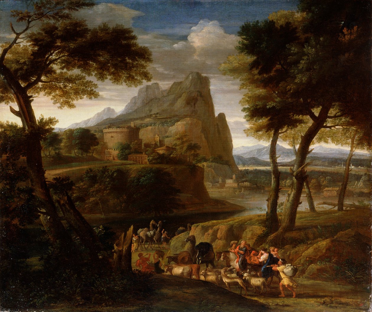 Landskap med husvagn, 1600-tal av Gaspard Dughet