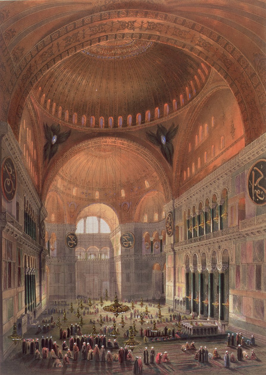 Interiör av Haghia Sophia, Konstantinopel, pub. 1852 av Gaspard Fossati