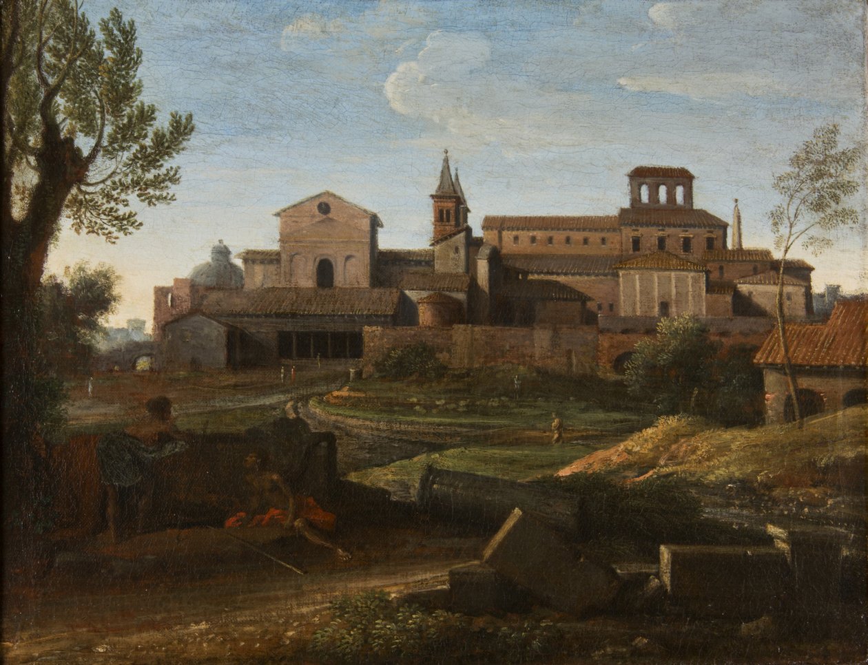 Ett italienskt landskap med utsikt över Saint Giovanni in Laterano, ca 1672-75 (olja på duk) av Gaspard Poussin Dughet