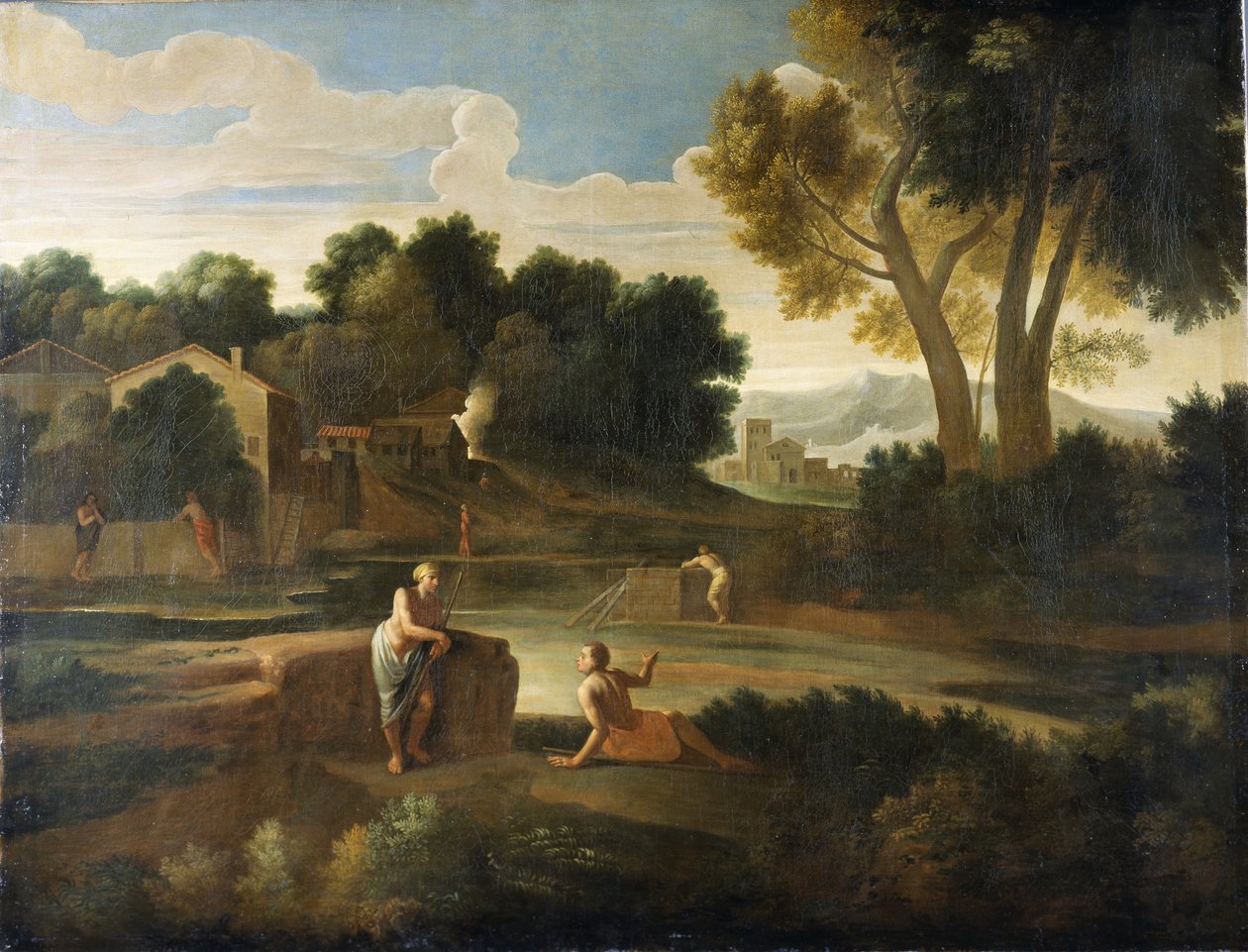 Klassiskt landskap med figurer (olja på duk) av Gaspard Poussin Dughet