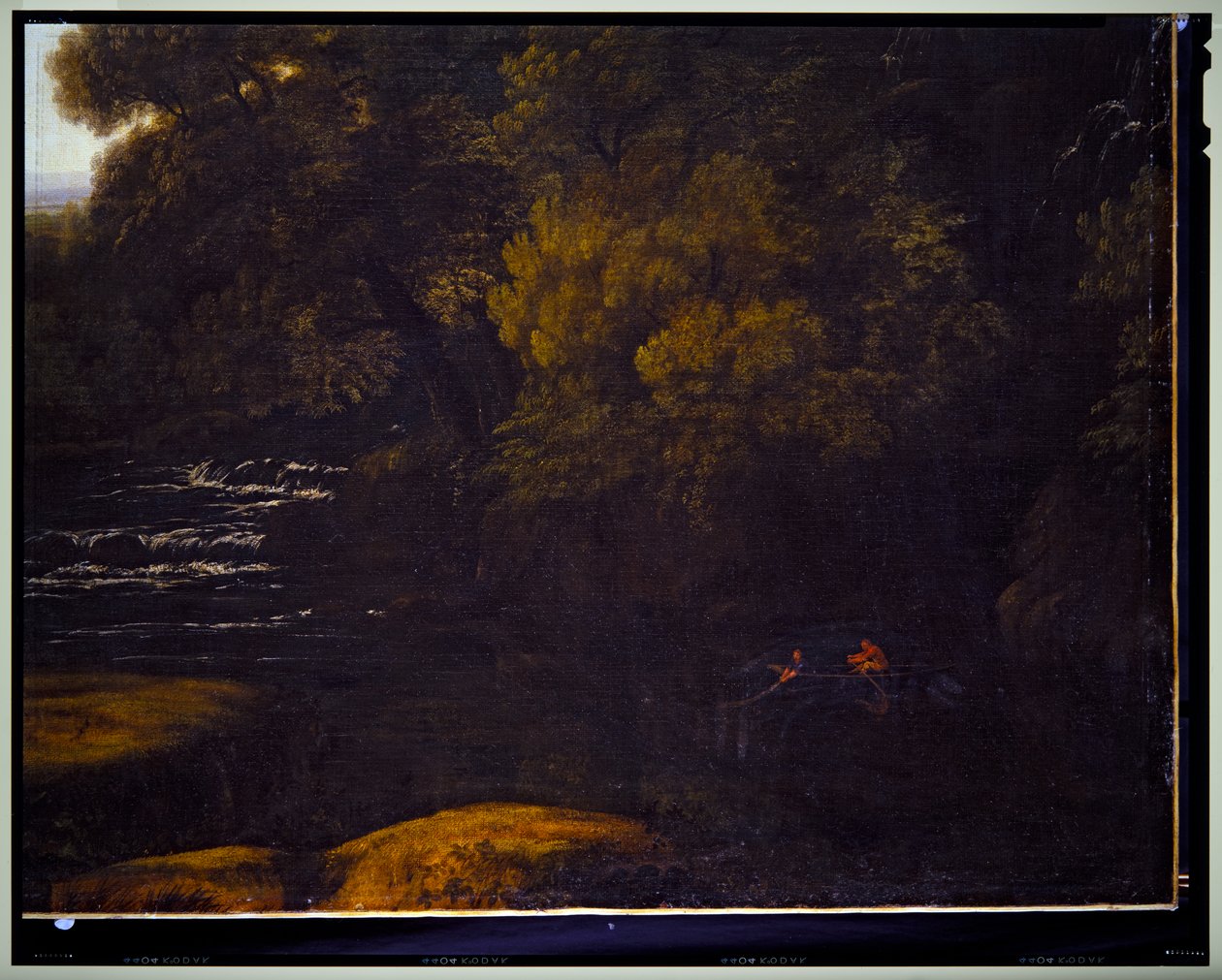 Italian Landscape, detalj, odaterad av Gaspard Poussin Dughet