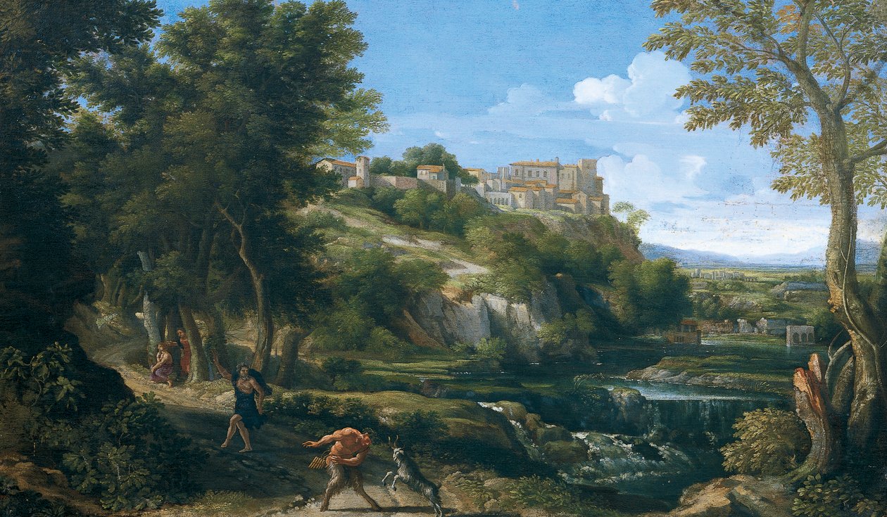 Landskap som visar dansande faun och nymf 1667 - 1668, av Gaspard Dughet (1615-1675) av Gaspard Poussin Dughet