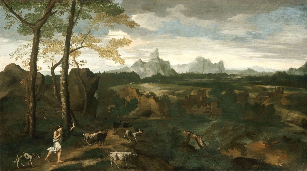 Landskap med herdsman och getter, ca 1635 (olja på duk) av Gaspard Poussin Dughet
