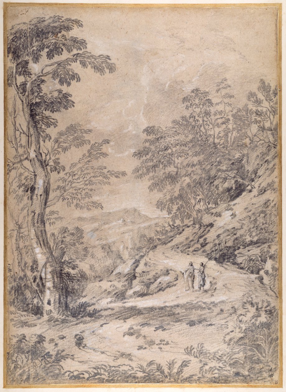 Bergsväg som slingrar sig genom skog och klippor av Gaspard Poussin Dughet