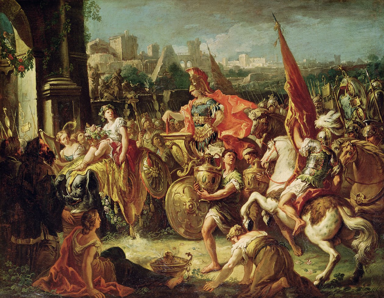 Alexander den stores (356-23 f.Kr.) intåg i Babylon av Gasparo Diziani