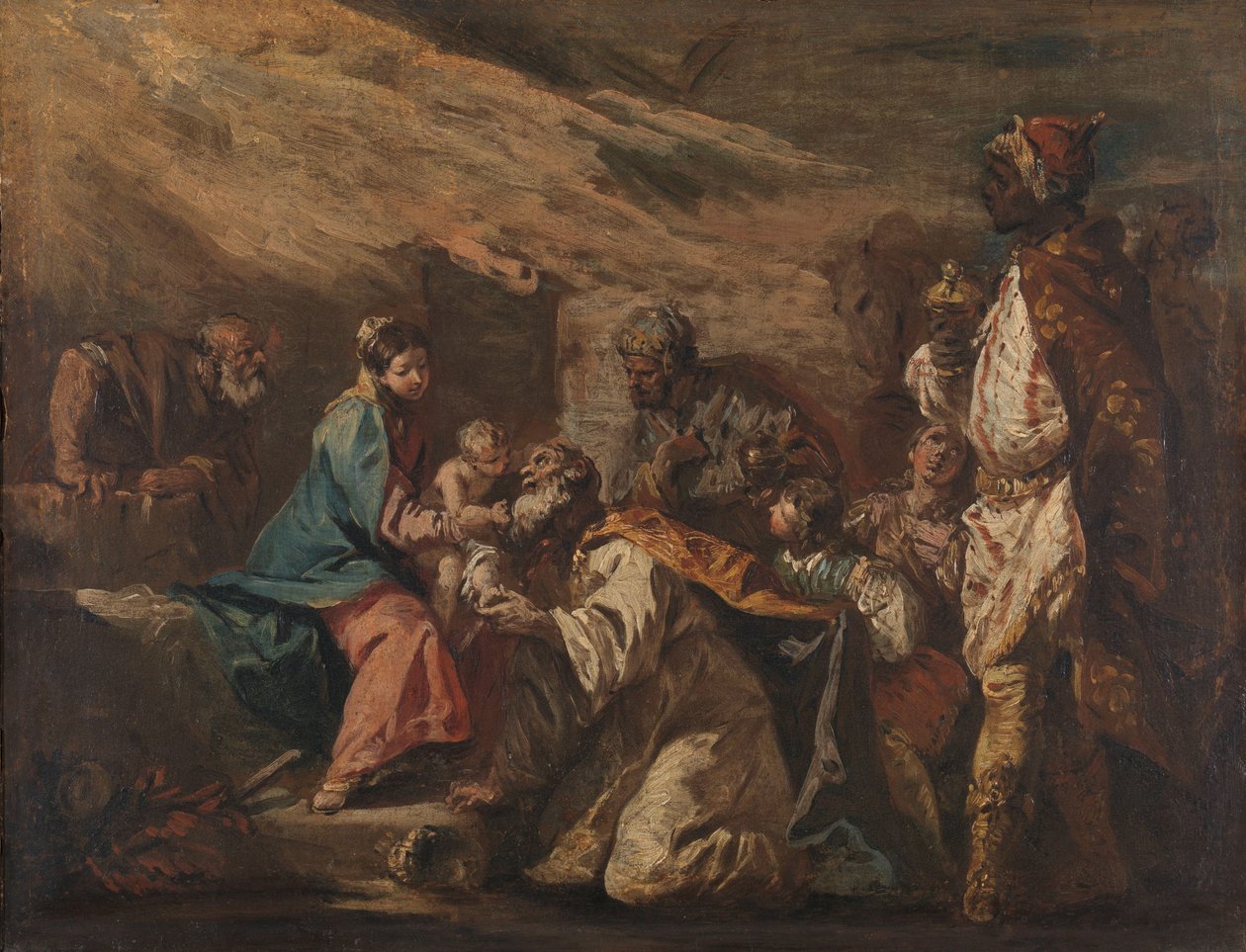 Tillbedjan av Magi av Gasparo Diziani (attributed to)