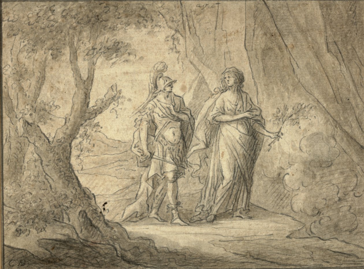 Par i en skog (penna och bläck på papper) av Gasparo Diziani