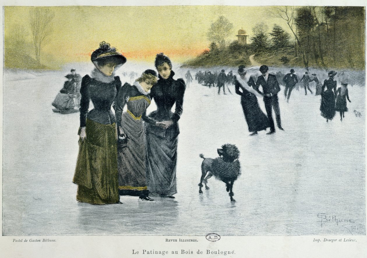 Skridskoåkning i Bois de Boulogne, 1891 av Gaston Bethune