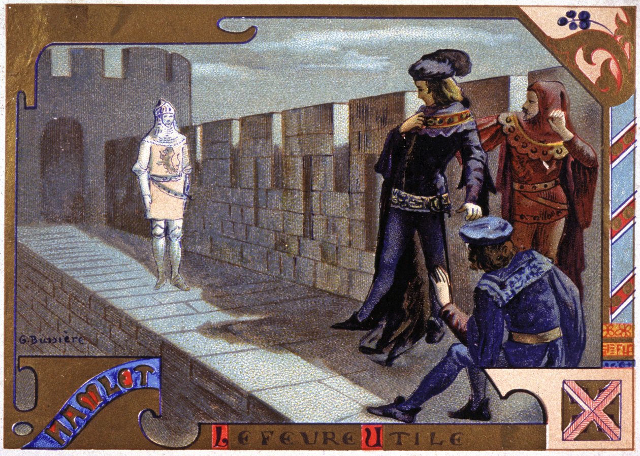 Spöke av hans far som visar sig för Hamlet av Gaston Bussiere
