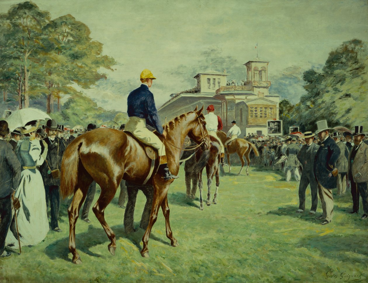 Parade to the Post (olja på duk) av Gaston Guignard