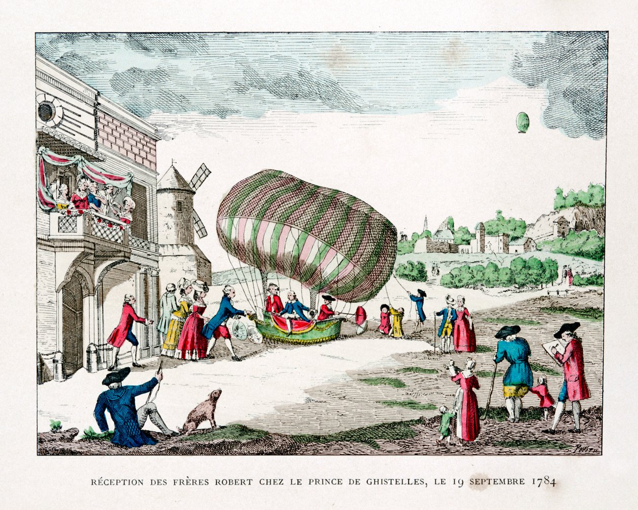 Mottagandet av bröderna Robert av prinsen av Ghistelles 1784, 1887 av Gaston Tissandier