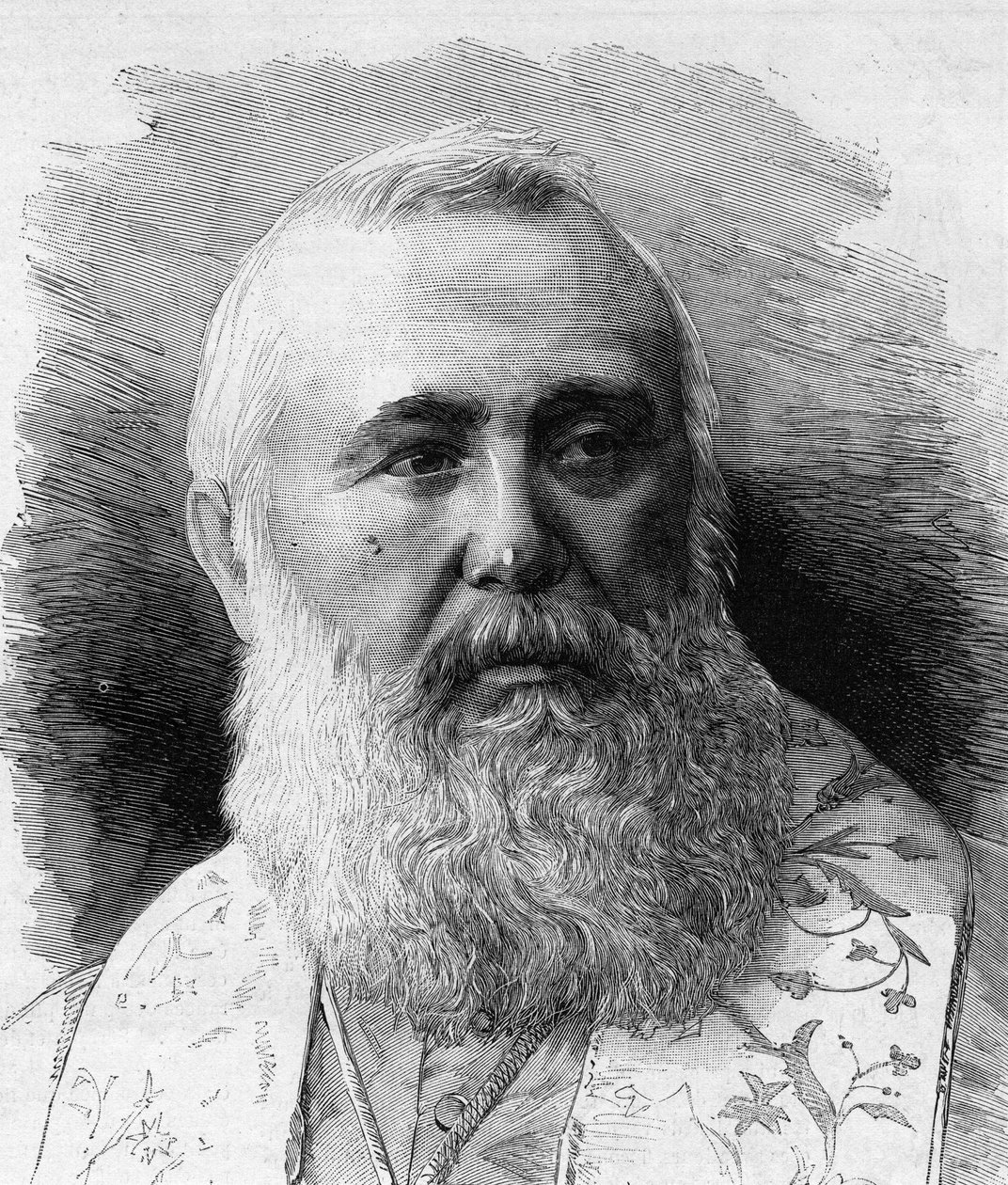 Porträtt av Charles Lavigerie (1825-1892) ärkebiskop av Alger, Afrikas kardinalprimat. Gravyr av M.G. Vuillier i "" Le Monde Illustré"" nr 1323 av 5 augusti 1882. av Gaston Vuillier