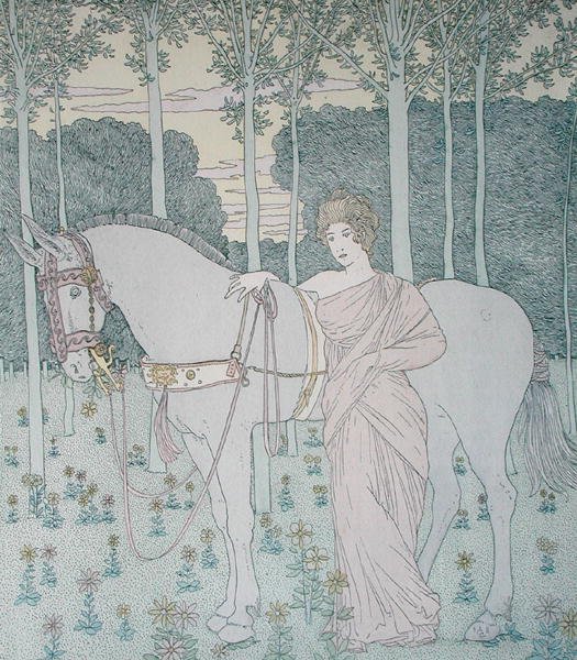 Nausicaa, illustration från bok 6 av Odyssey, översatt av Lecomte de l