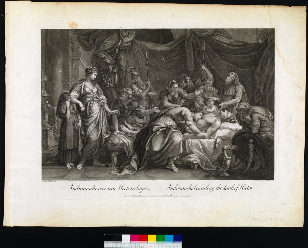 Andromache beklagar Hectors död, graverad av Domenico Cunego, 1764 av Gavin after Hamilton