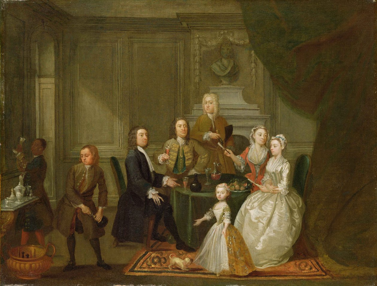 Gruppporträtt, troligen av familjen Raikes, ca 1730-32 (olja på duk) av Gawen Hamilton