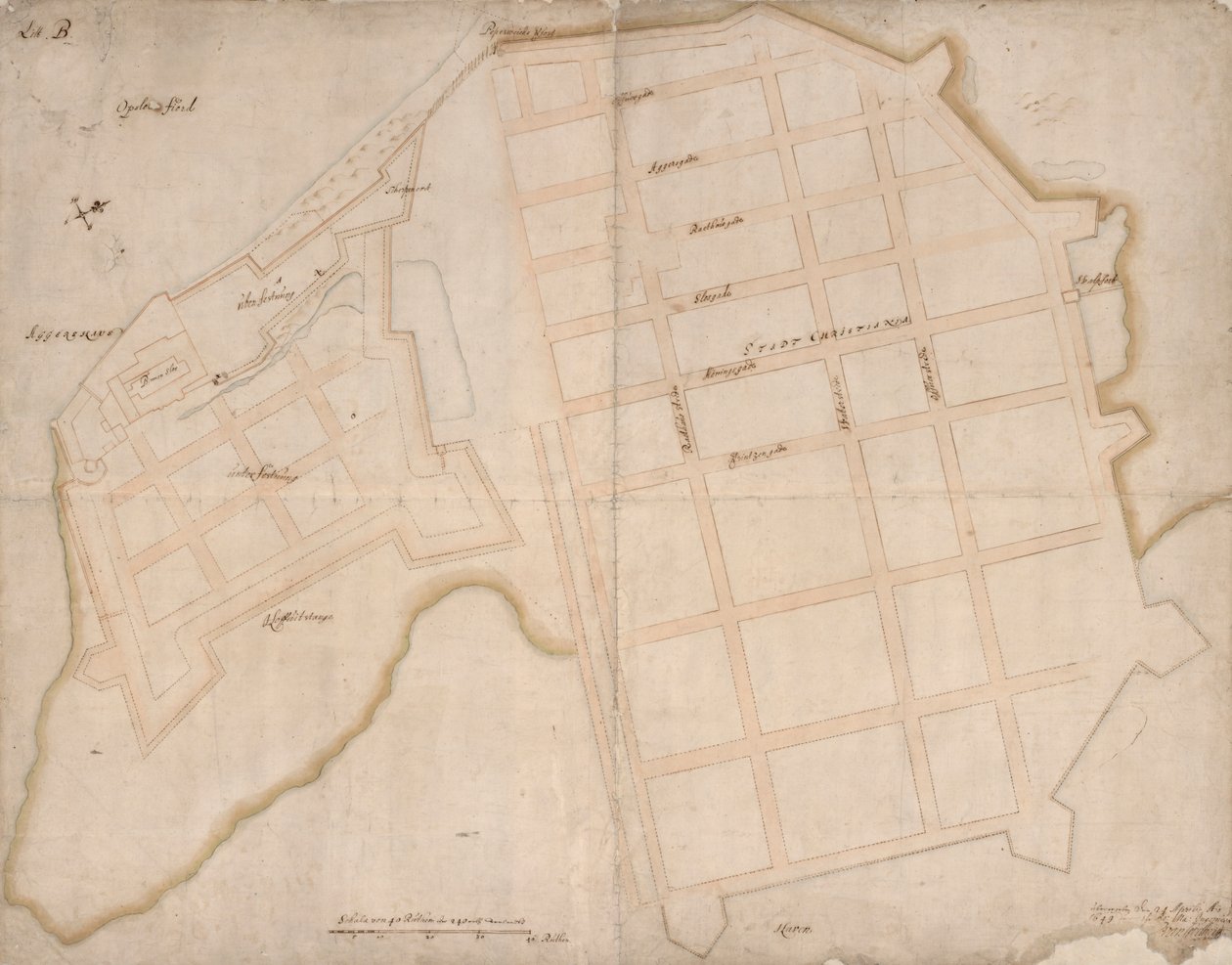 Grundtegning af Christiania og Aggershuus av Isaac van Geelkerck