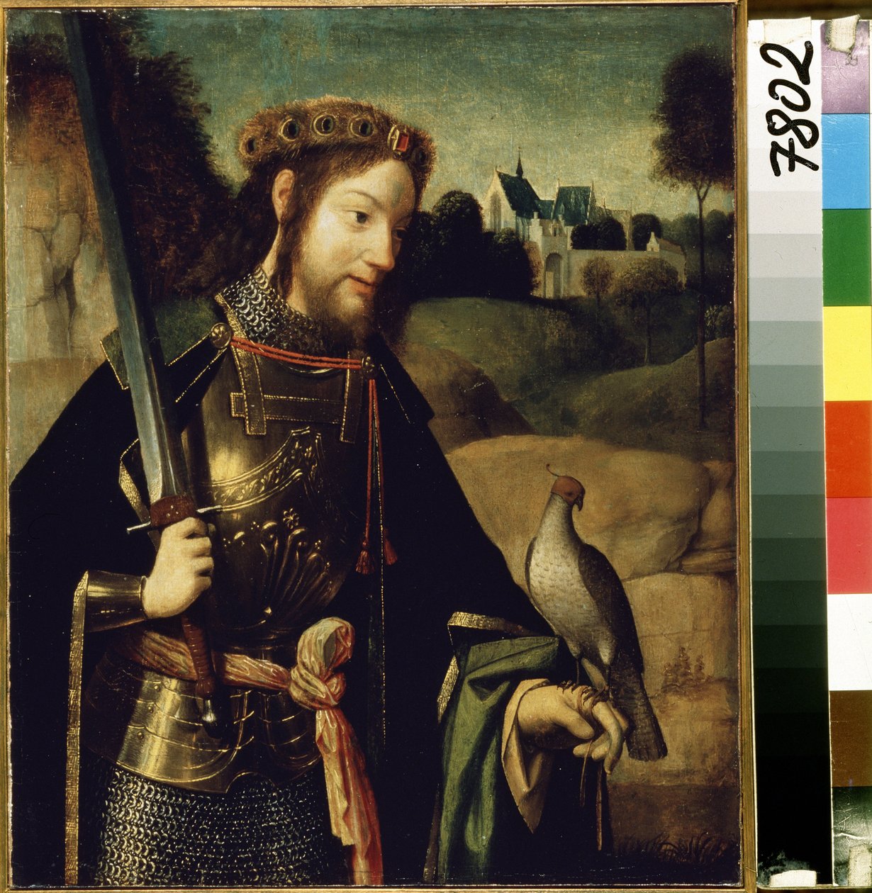 ""Representation of Saint Bavo of Ghent"" (Saint Bavo) målning av Geertgen tot Sint Jans (eller Gerard de Saint-Jean (Saint Jean), Gerrit van Haarlem) (cirka 1465-runt 1495) Slutet av 1400-talet sön. 36,5 x 30 cm Eremitagemuseet, Sankt Petersburg av Geertgen Tot sint Jans