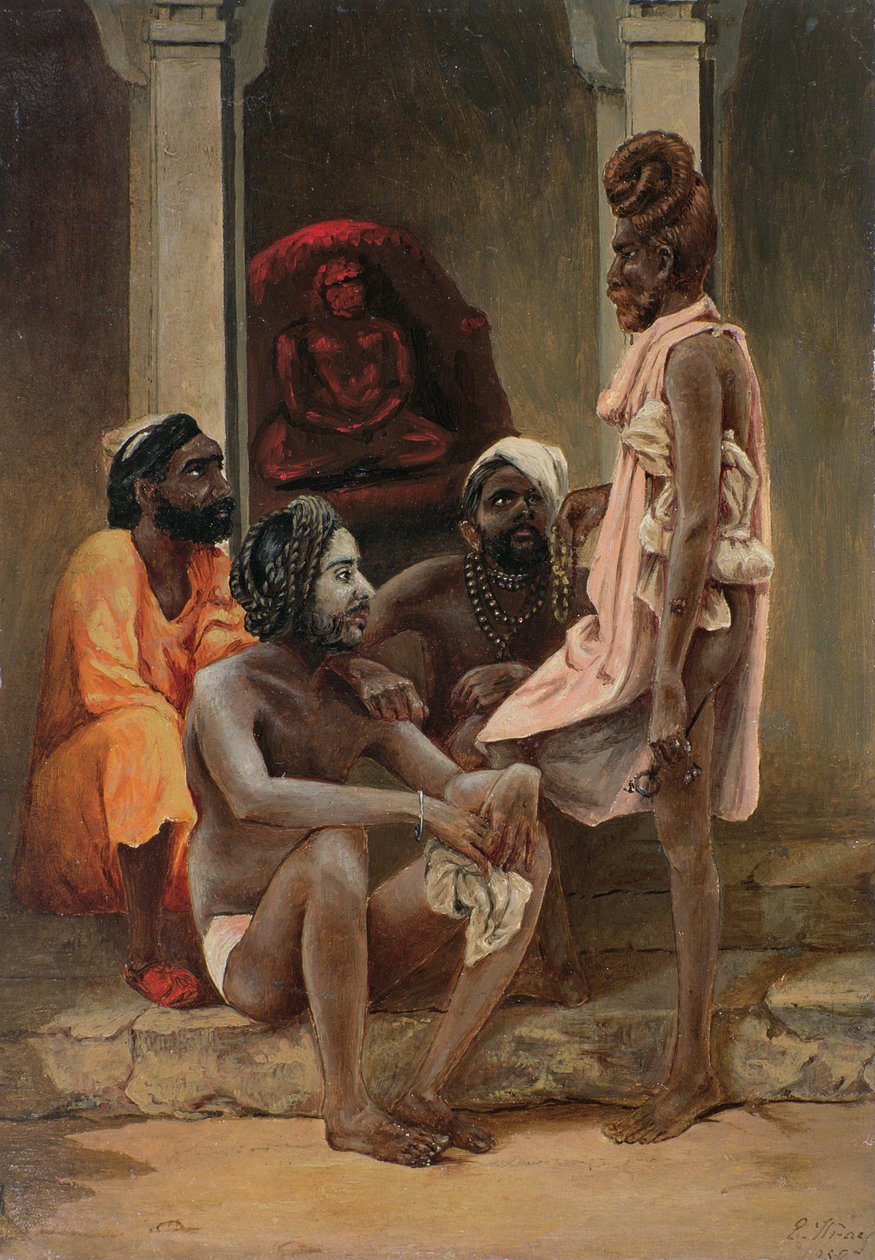 Gosiens eller fakirer i Ahmedabad, 1858 (olja på papper) av General E.W. Wray