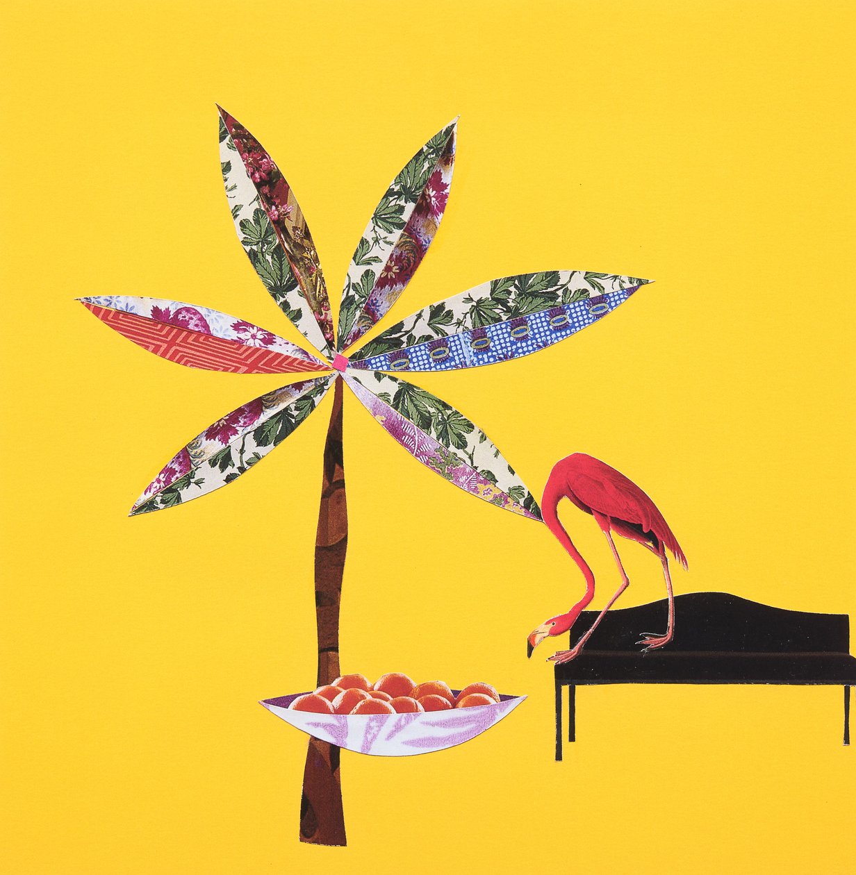 Flamingo med apelsiner (collage) av Genevieve French