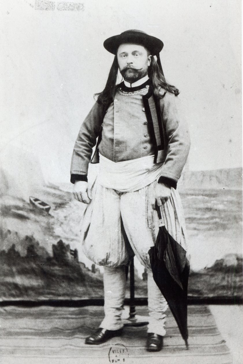 Emile Zola (1840-1902), fotograferad i Quimper (bw foto) av Genot
