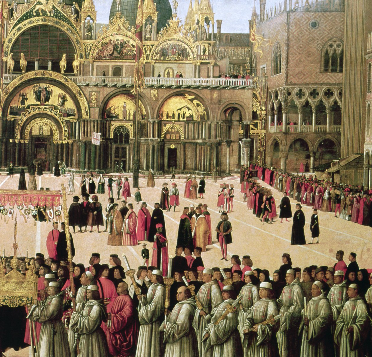 Procession på Markusplatsen, 1496 olja på duk detalj av 59423 av Gentile Bellini