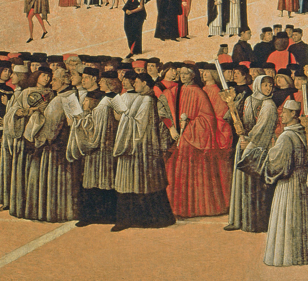 Procession på Markusplatsen, detalj av sångare, 1496 olja på duk detalj av 59423 av Gentile Bellini
