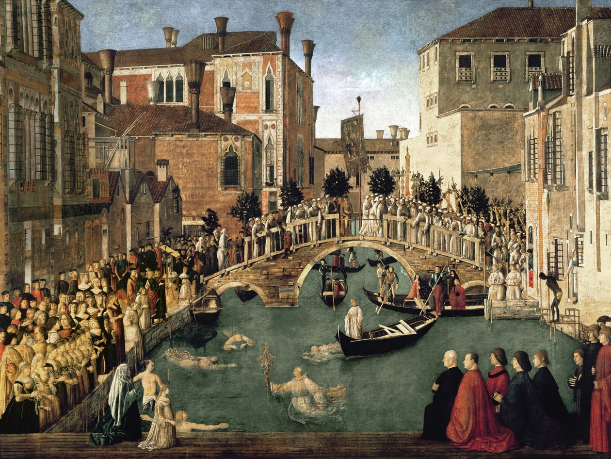The Miracle of the Cross på San Lorenzo Bridge, 1500 (for detaljer se 61115) swed av Gentile Bellini