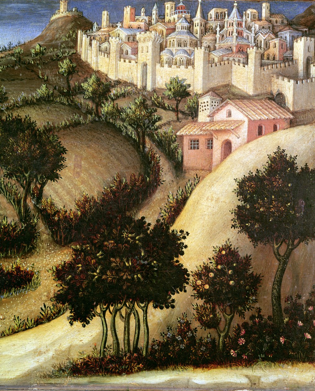 Tillbedjan av Magi-altartavlan, detalj av den centrala predellapanelen i Egypten, 1423 (tempera på panelen) av Gentile da Fabriano