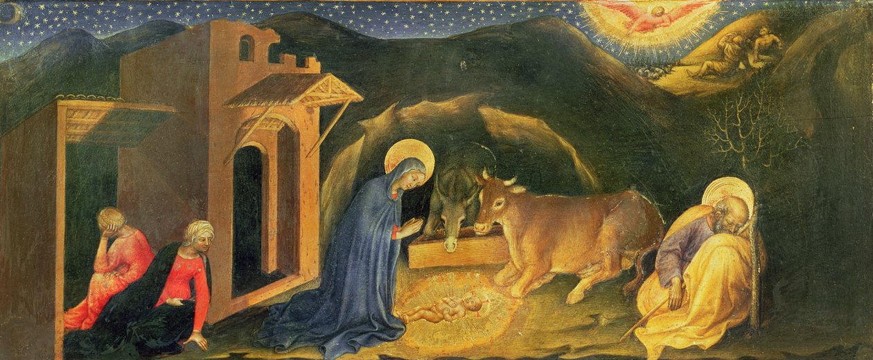 Tillbedjan av Magi-altartavlan, vänstra predella från Födelsekyrkan, 1423 (tempera på panel) av Gentile da Fabriano