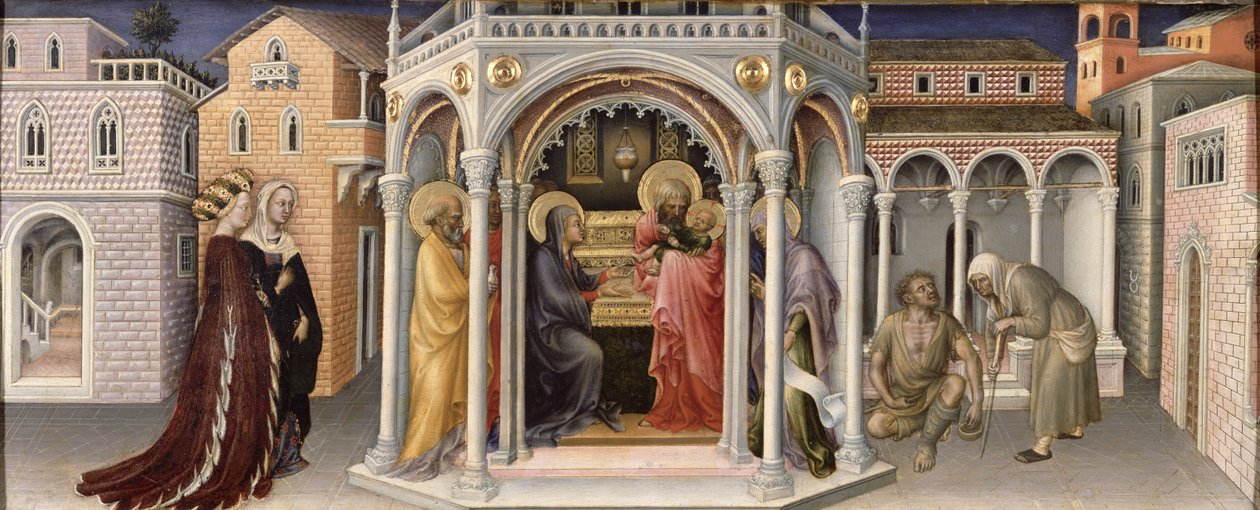 Framställningen i templet, från Altartavlan med tillbedjan av de tre vise männen, 1423 (tempera på tavla) av Gentile da Fabriano